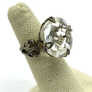 Silpada Sterling Silver Scrolled Crystal Cocktail Ring 5